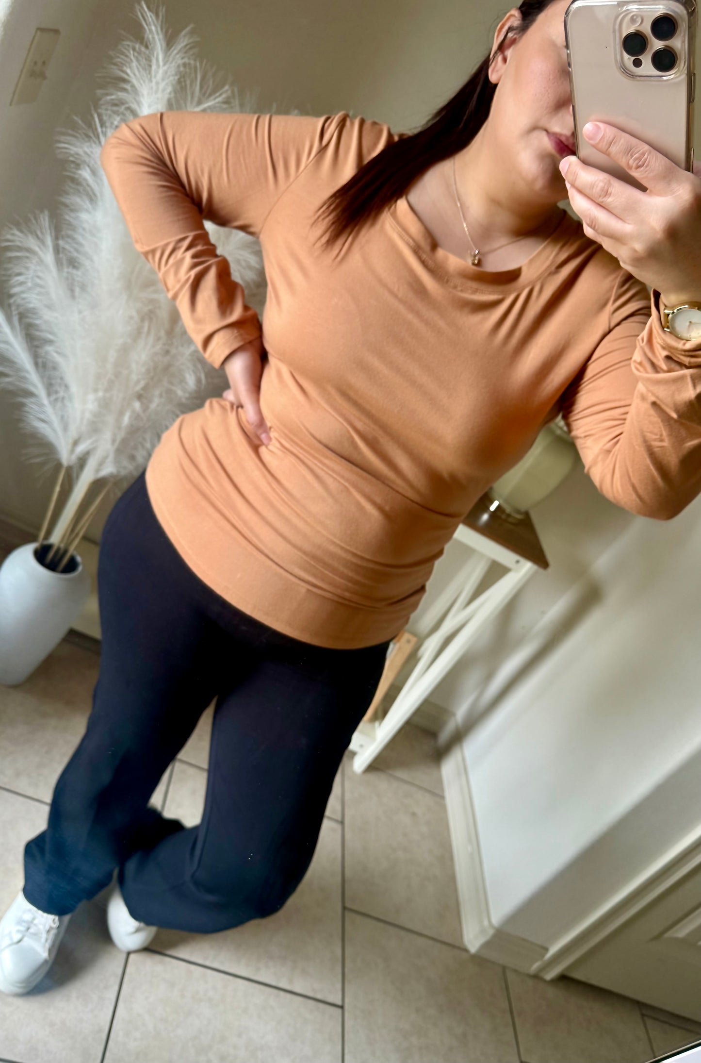 Chestnut Long Sleeve Slim Fit Top