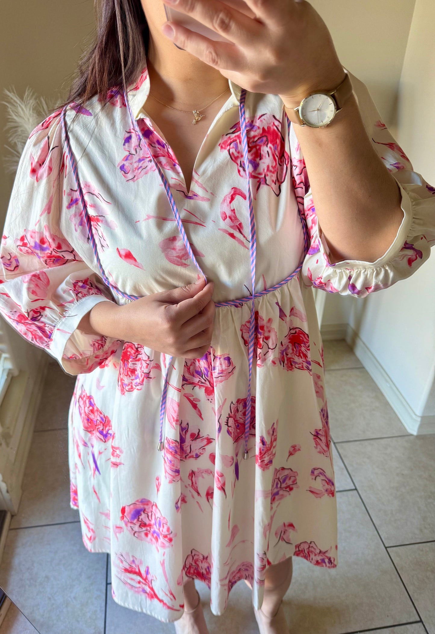 Pink Floral Balloon Dress