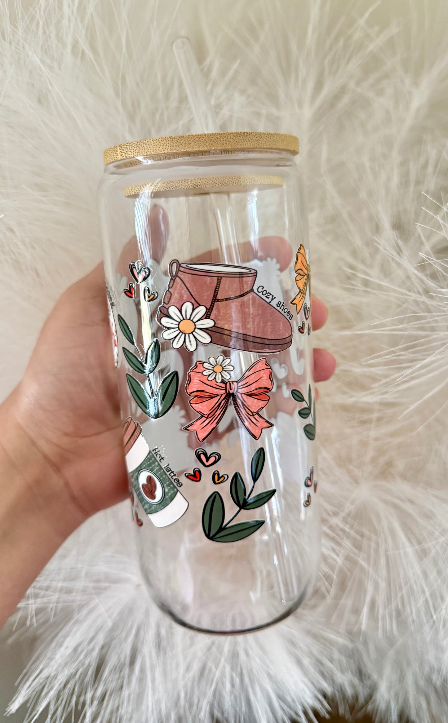 20 oz Fall Bow Glass Cup