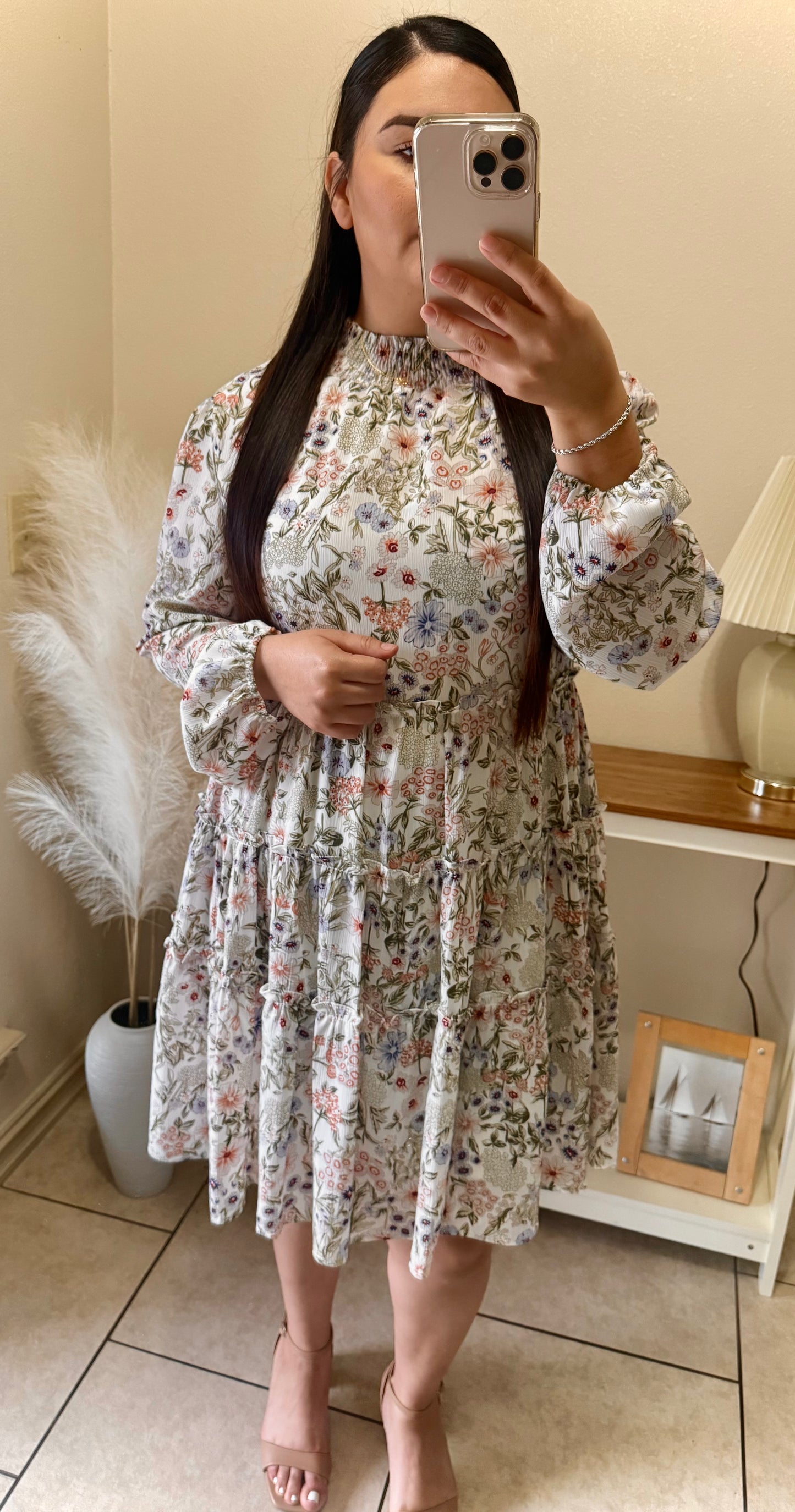 Light Green Floral Mini Dress