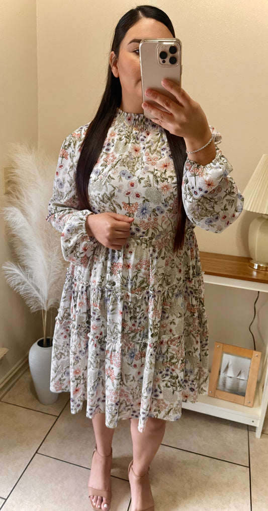 Light Green Floral Mini Dress