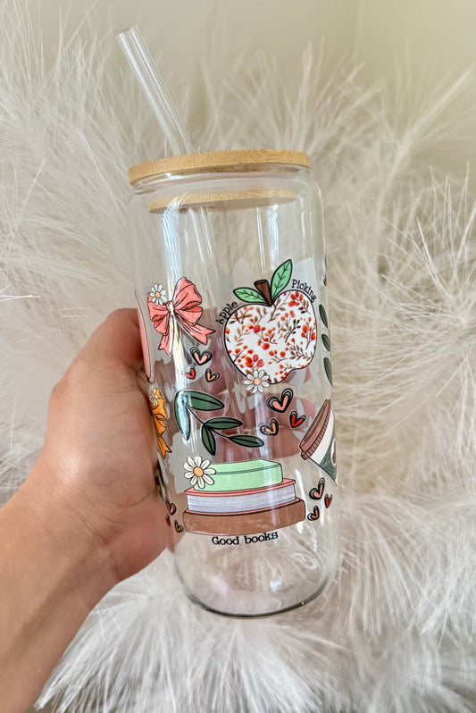 20 oz Fall Bow Glass Cup