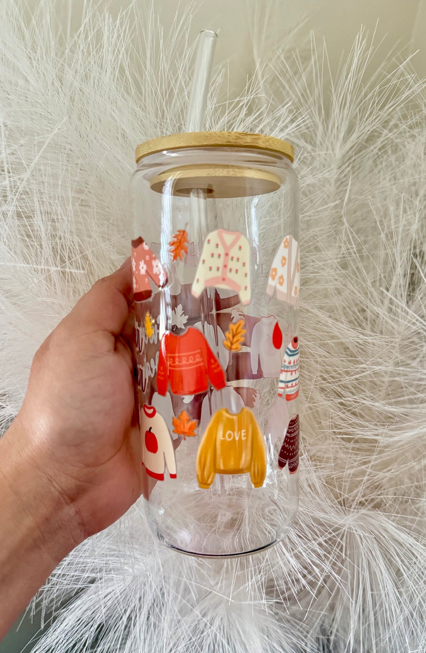 20 oz Cozy Sweater Glass Cup