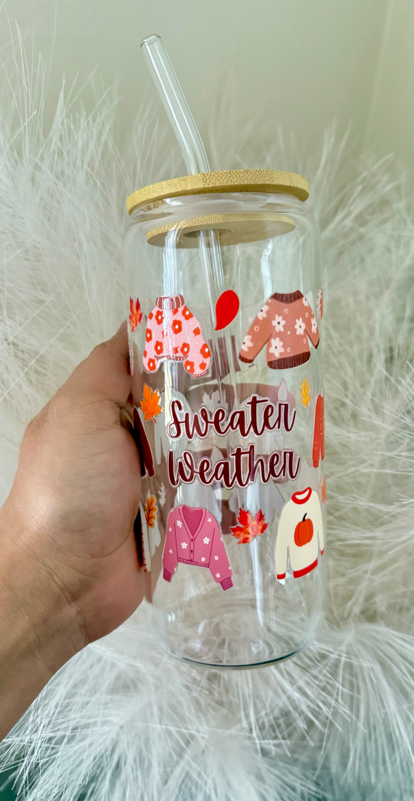 20 oz Cozy Sweater Glass Cup