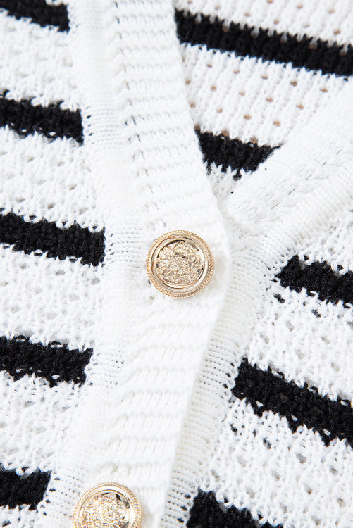 Black stripe V-neck knit vest